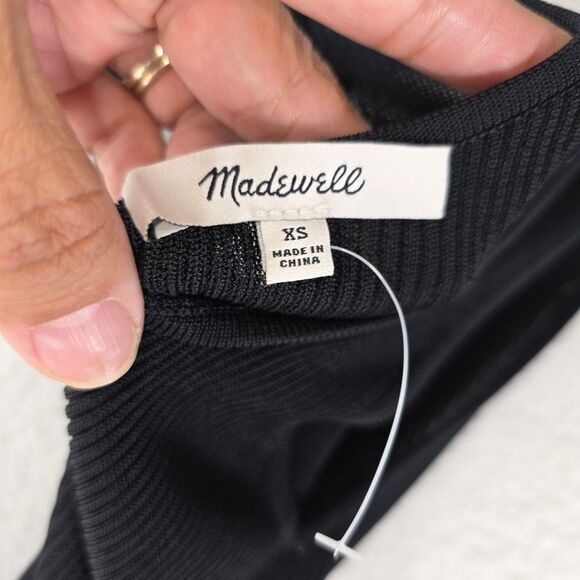 Madewell Soft Ribbed Sweater-Knit Tank Top Scoop Neck 100% Viscose Black Sz XS - Picture 5 of 12